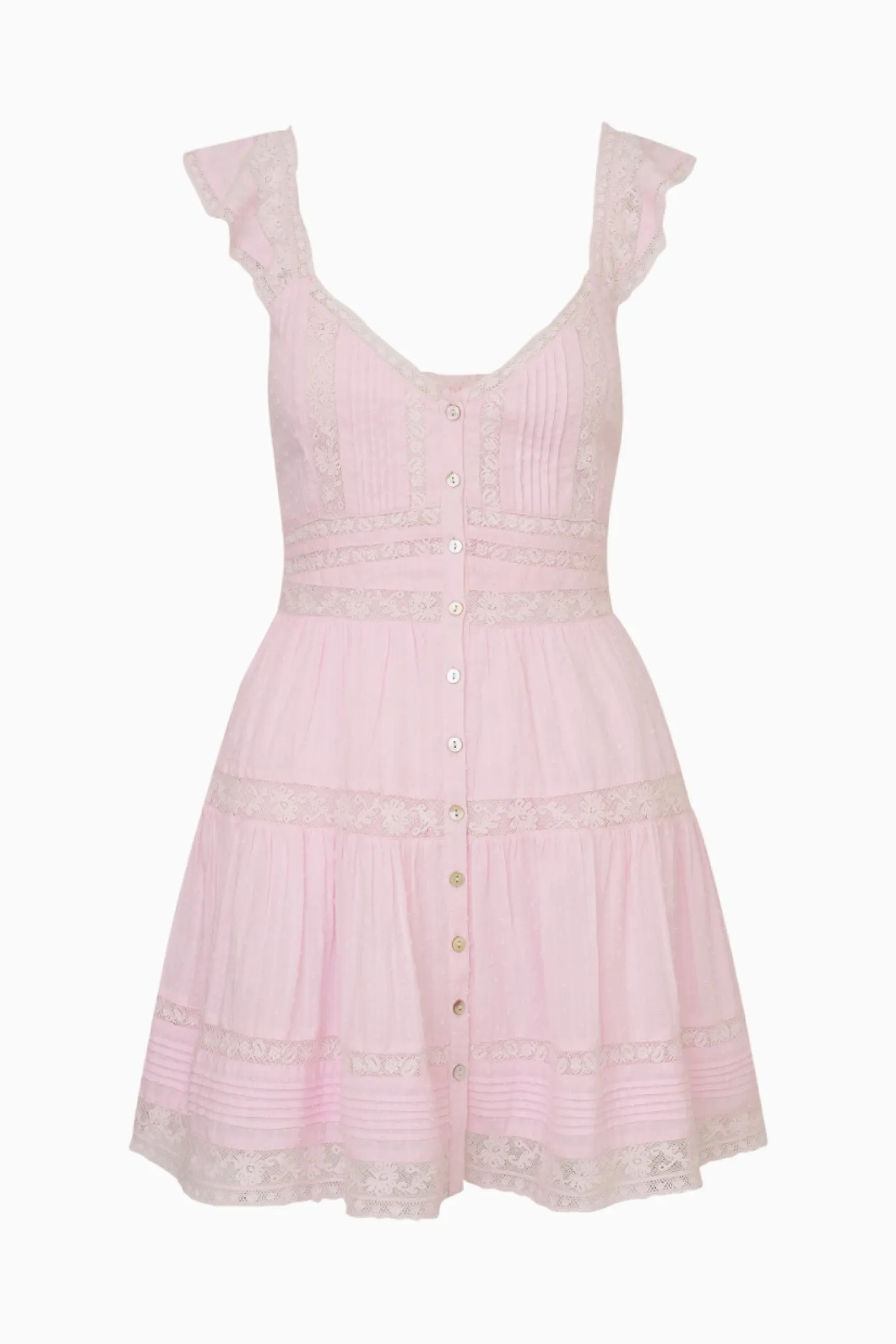 Rietta Cotton Lace-Trimmed Mini Dress - BALLERINA PINK sold by LoveShackFancy product image thumbnail 5