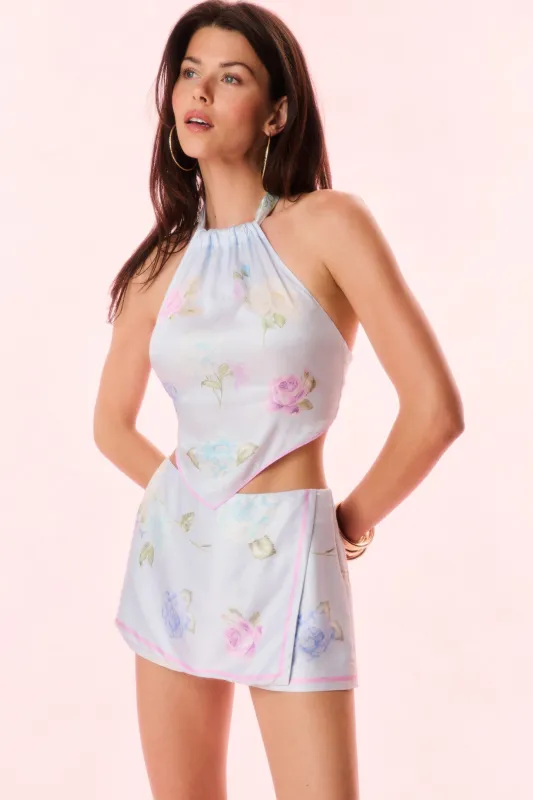 Sapphira Floral Wrap Skort sold by LoveShackFancy