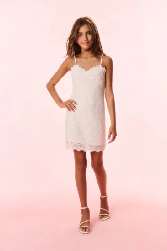 Girls Siofra Lace Mini Dress sold by LoveShackFancy