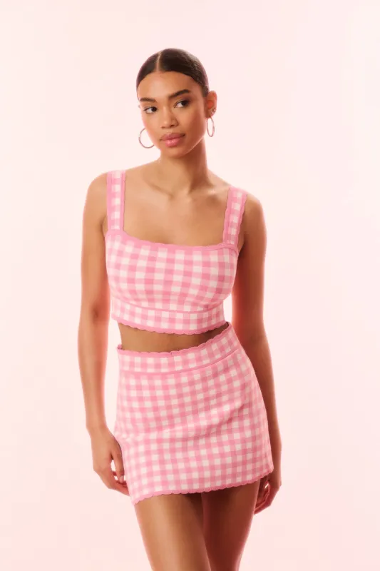 Jessyn Checkered Knit Tank sold by LoveShackFancy