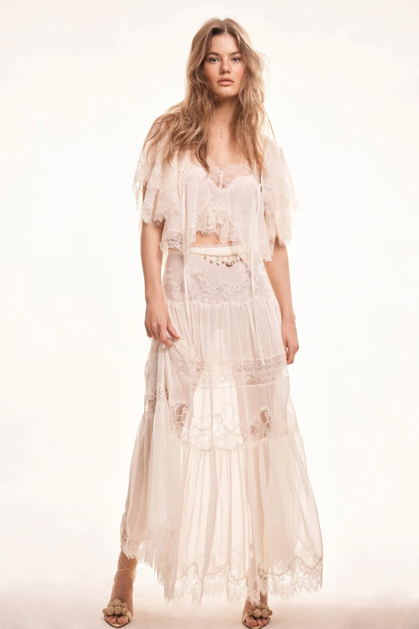 Aureline Silk Lace Maxi Skirt sold by LoveShackFancy product image thumbnail 2