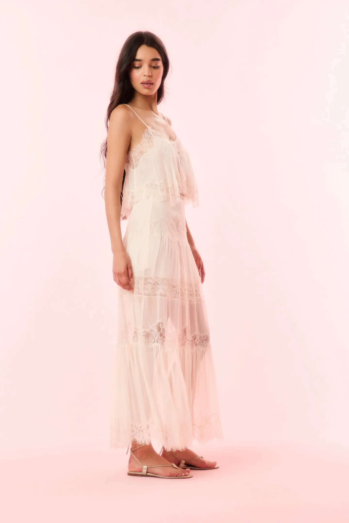 Aureline Silk Lace Maxi Skirt sold by LoveShackFancy product image thumbnail 4