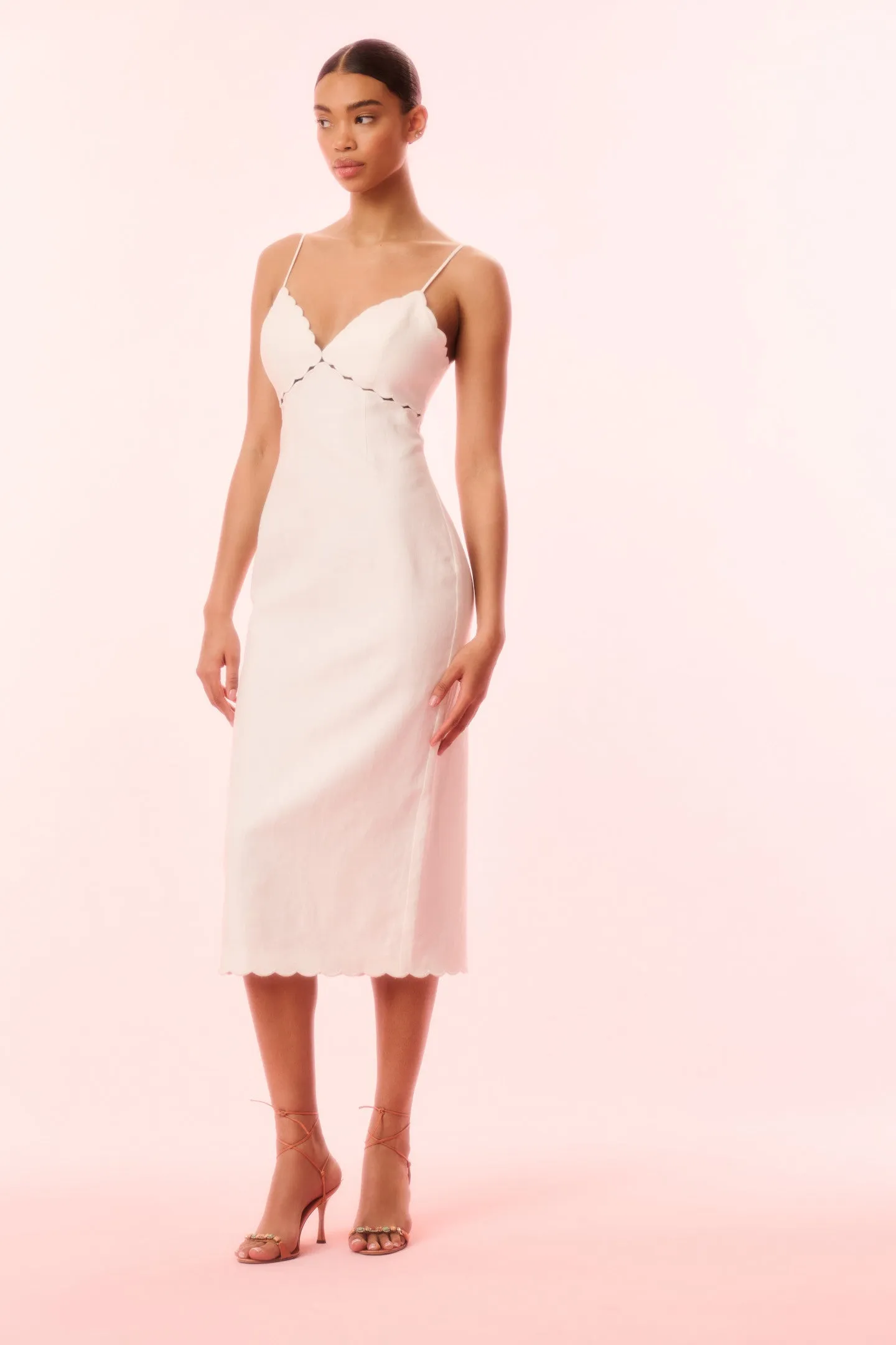 Sydelle Linen Cut-Out Midi Dress sold by LoveShackFancy