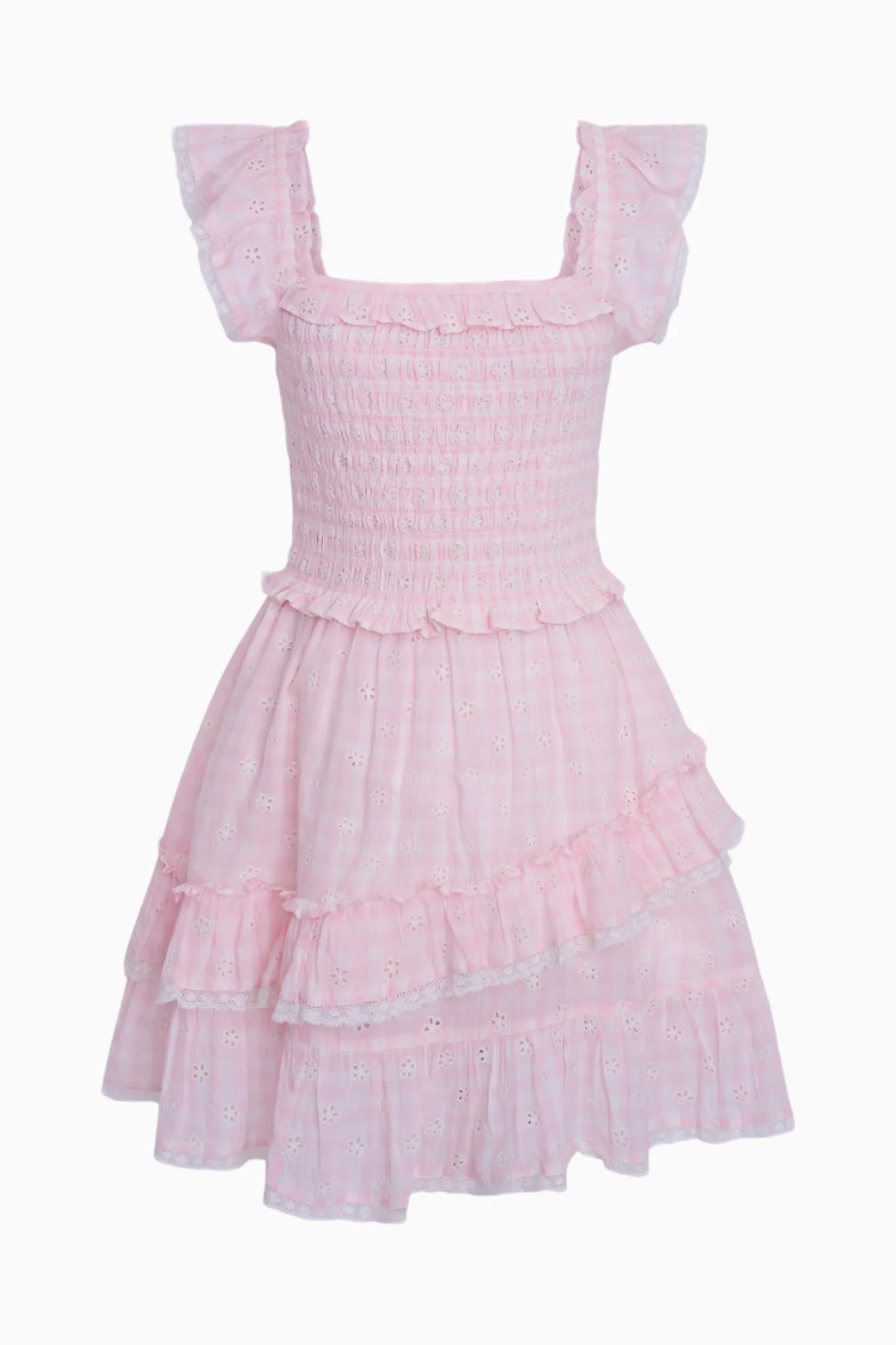 Aline Gingham Eyelet Mini Dress sold by LoveShackFancy product image thumbnail 5
