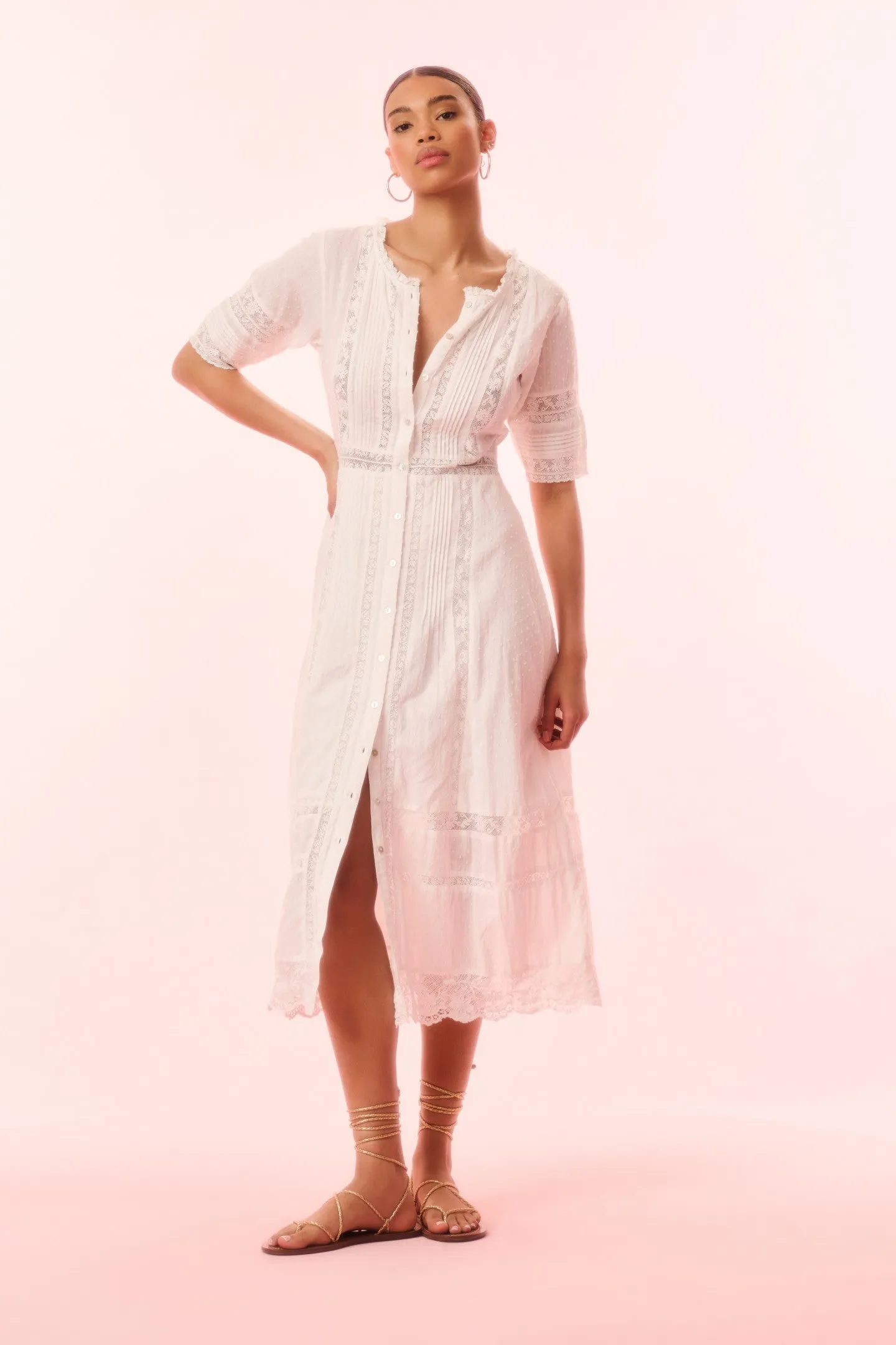 Francilla Cotton Midi Dress sold by LoveShackFancy