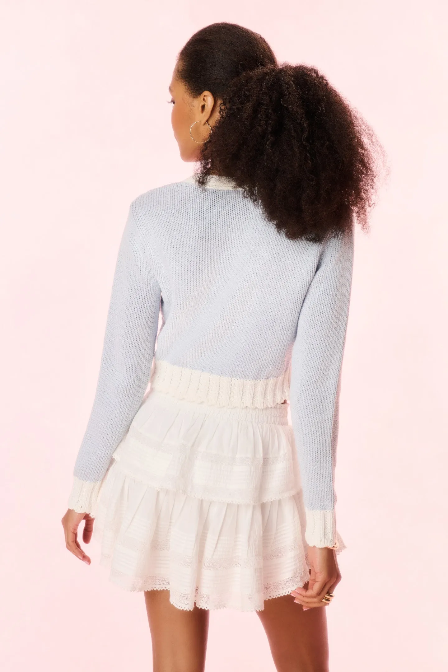 Hyacinth Cropped Cable Knit Cardigan - SUGAR SKY sold by LoveShackFancy product image thumbnail 4