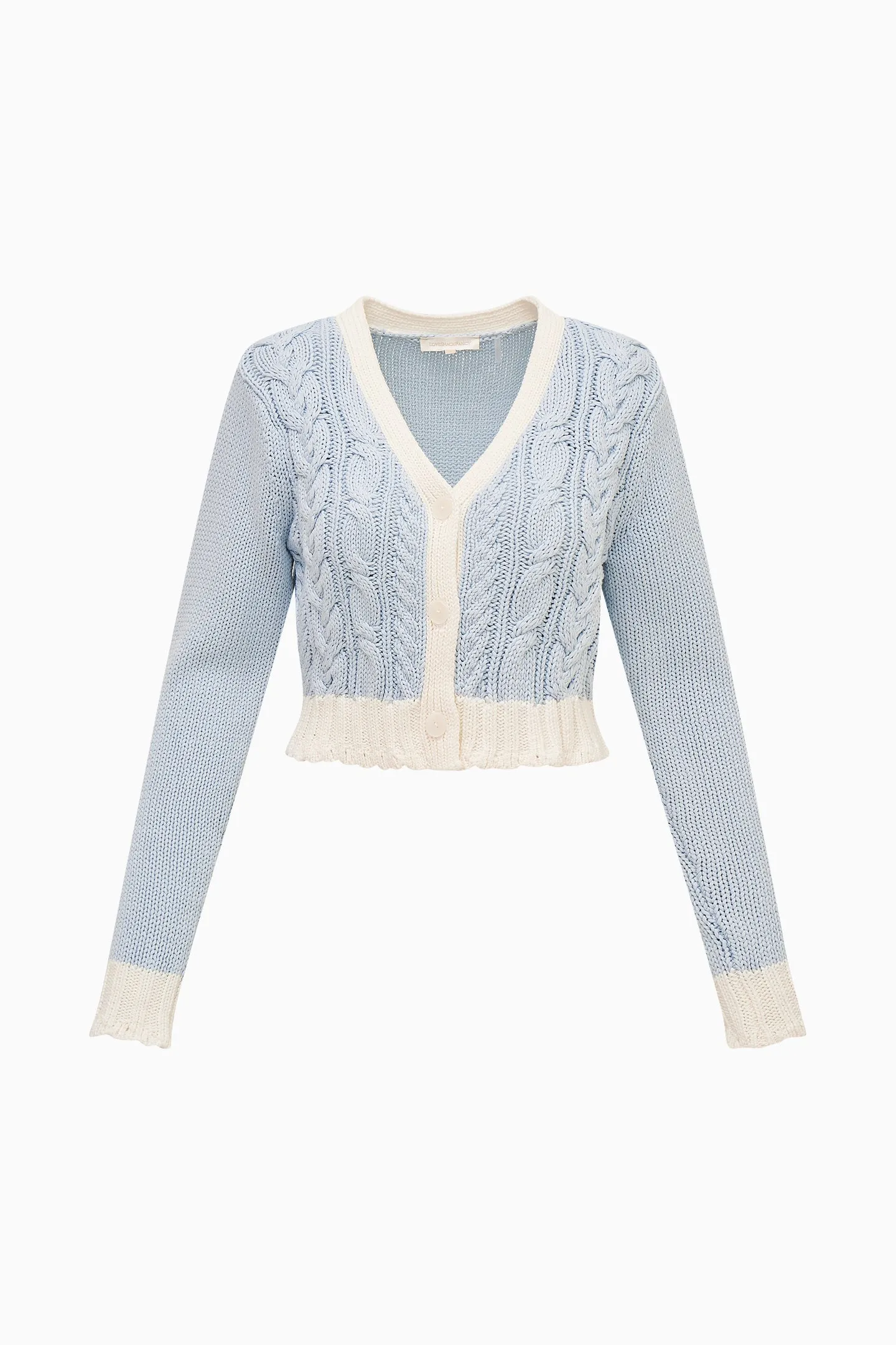 Hyacinth Cropped Cable Knit Cardigan - SUGAR SKY sold by LoveShackFancy product image thumbnail 5