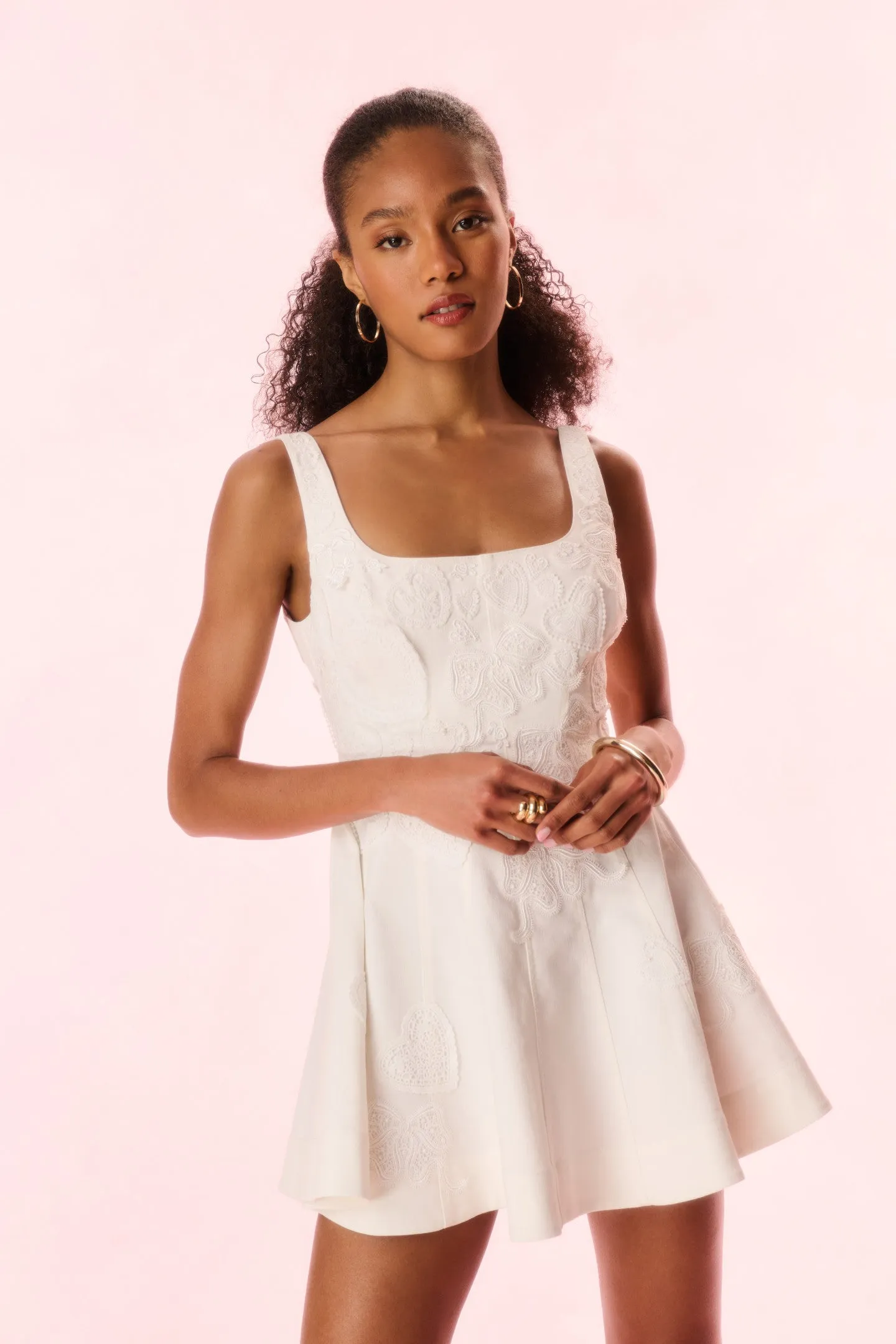 Vionne Denim Embroidered Mini Dress sold by LoveShackFancy product image thumbnail 3