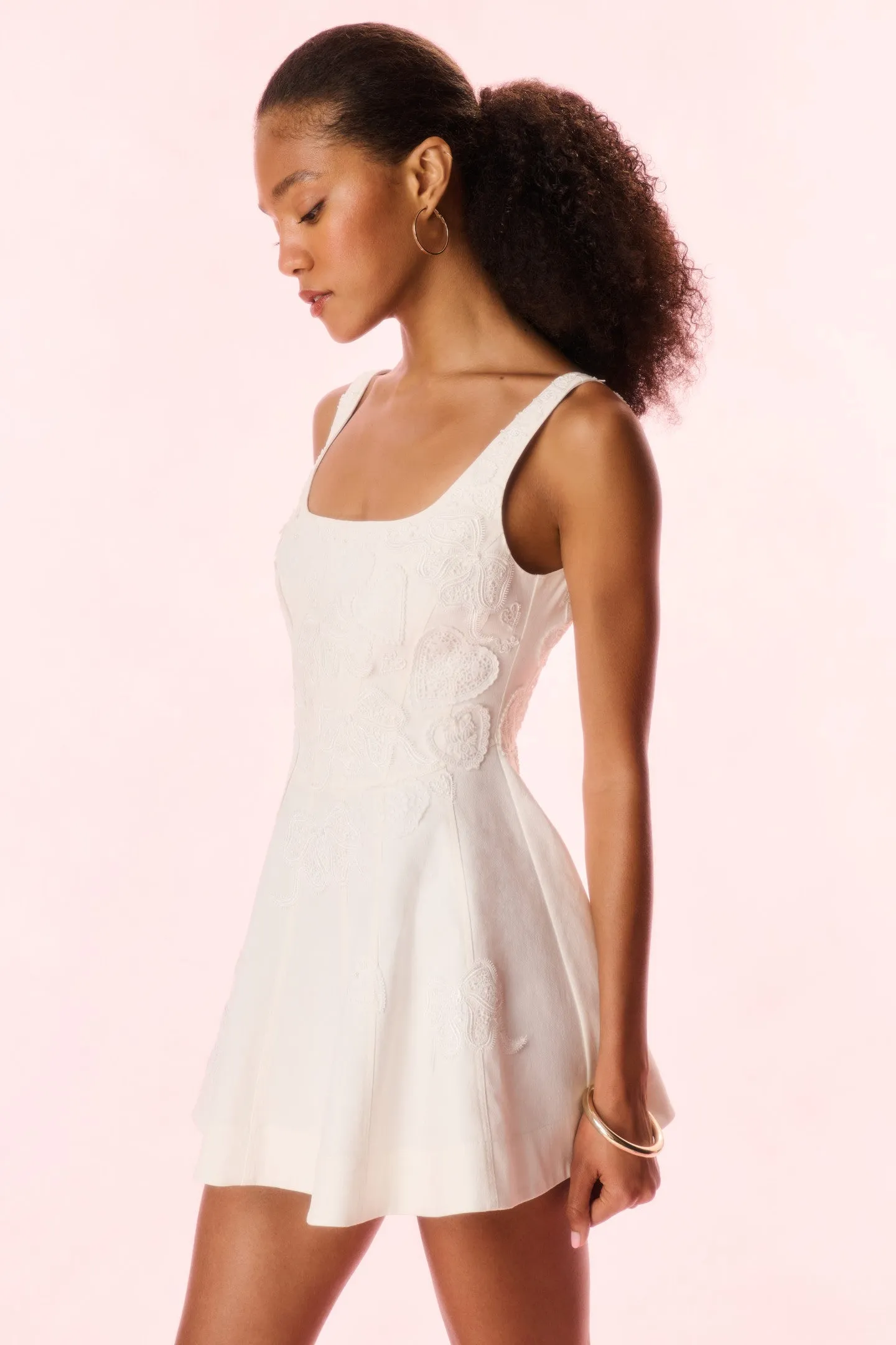 Vionne Denim Embroidered Mini Dress sold by LoveShackFancy product image thumbnail 4