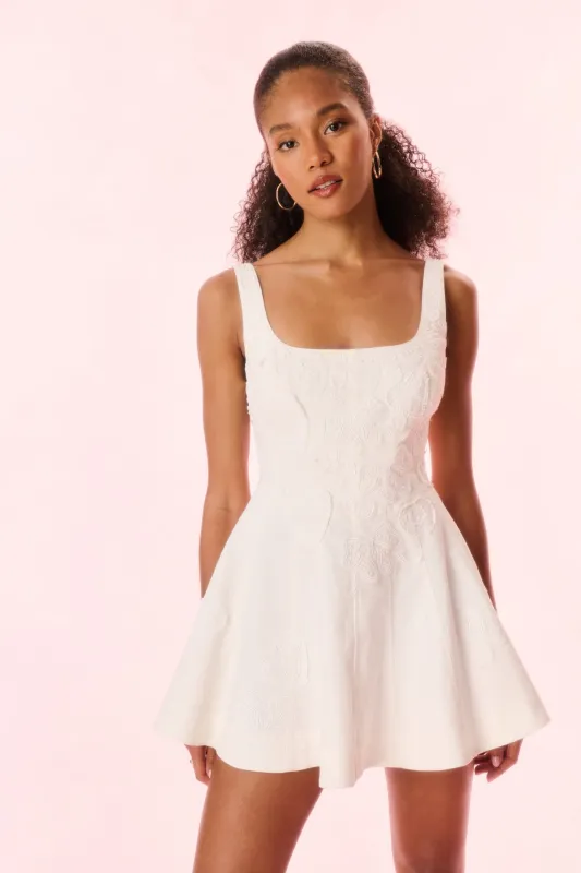 Vionne Denim Embroidered Mini Dress made by LoveShackFancy