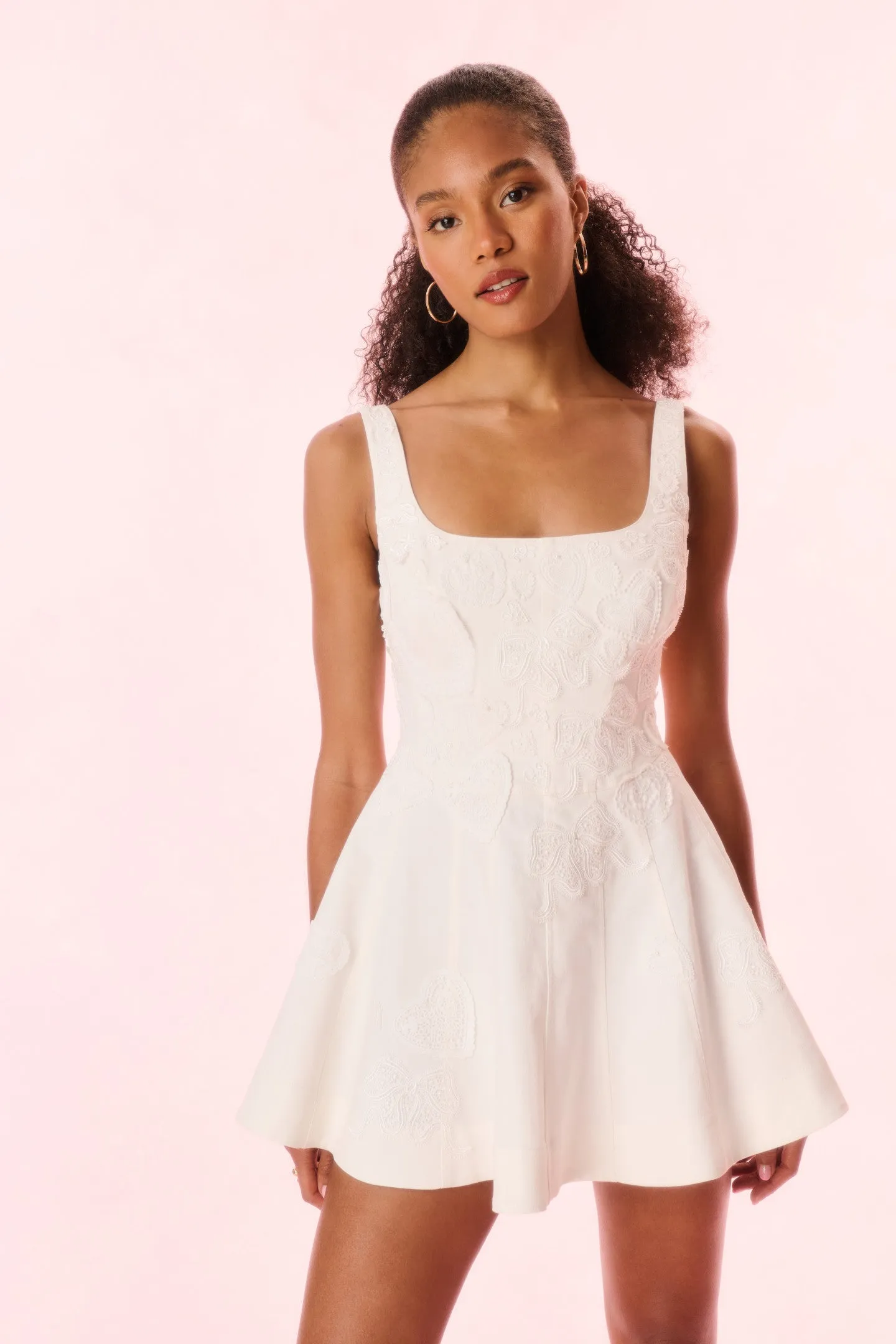 Vionne Denim Embroidered Mini Dress sold by LoveShackFancy