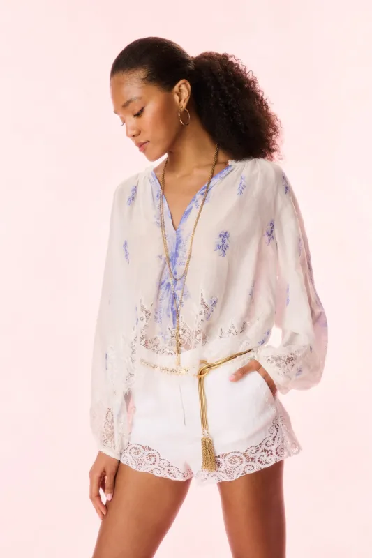 Dresner Cotton Lace-Trimmed Blouse sold by LoveShackFancy