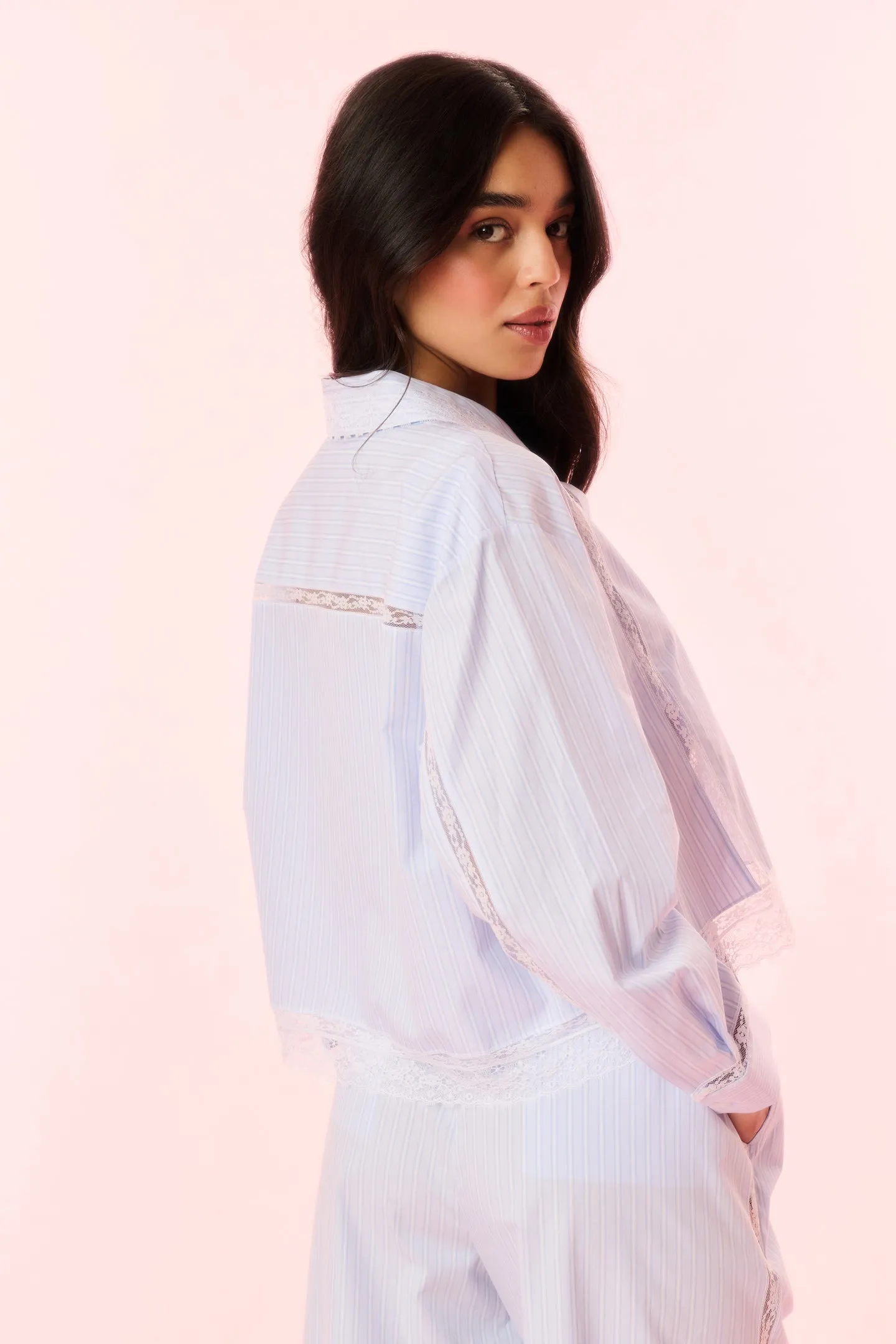 Delano Cotton Pinstripe Shirt sold by LoveShackFancy product image thumbnail 4