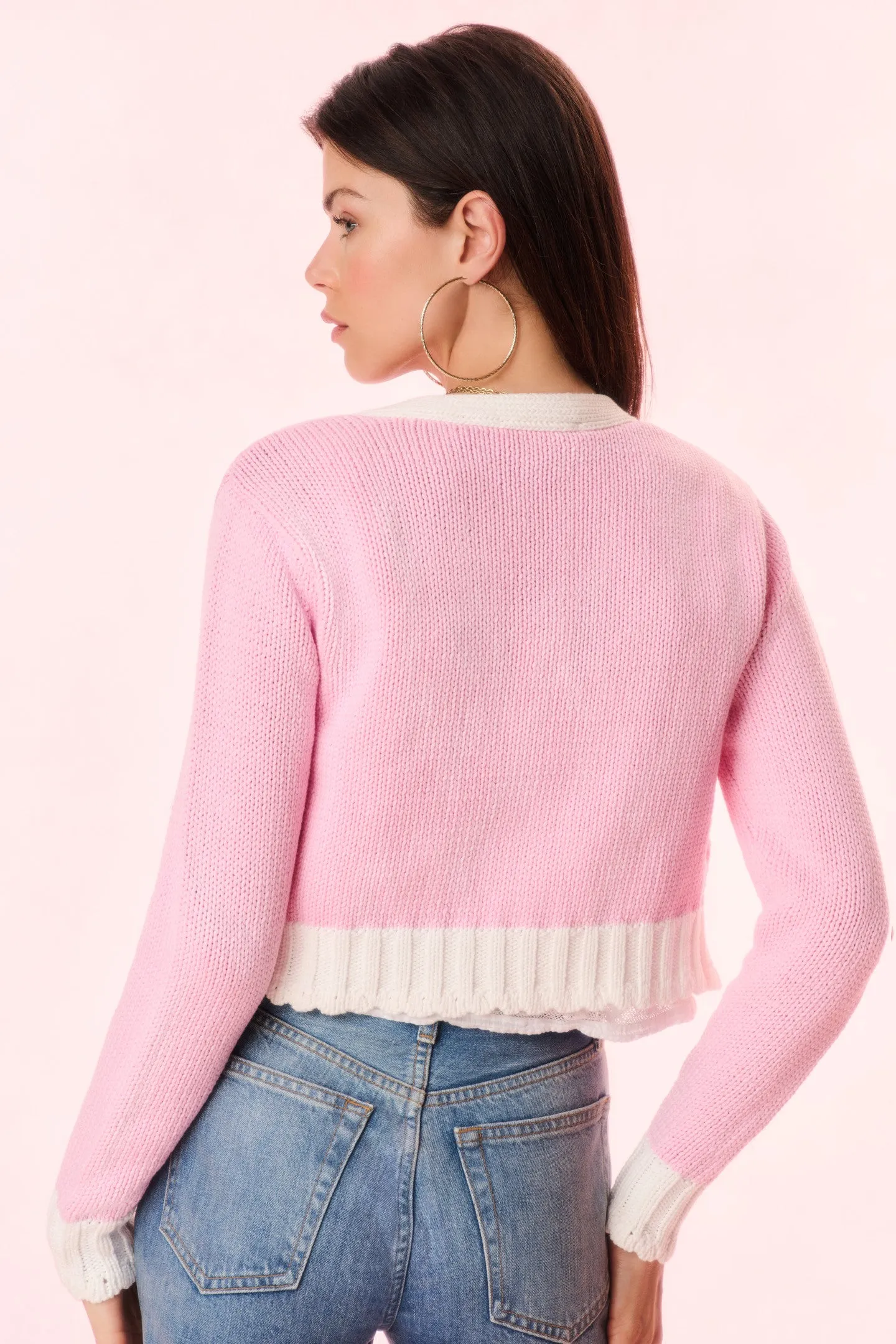 Hyacinth Cropped Cable Knit Cardigan sold by LoveShackFancy product image thumbnail 5