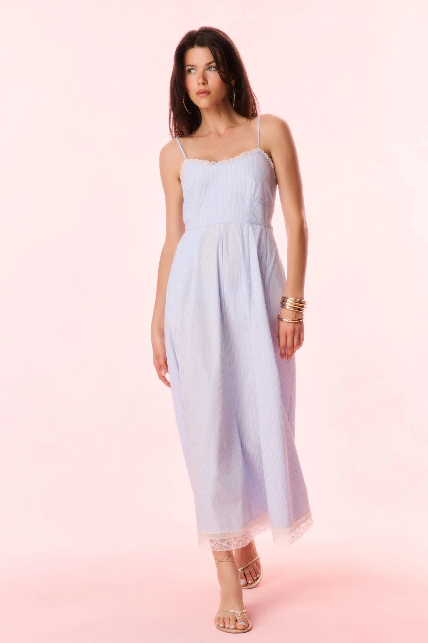 Sandara Cotton Pinstripe Midi Dress sold by LoveShackFancy product image thumbnail 3