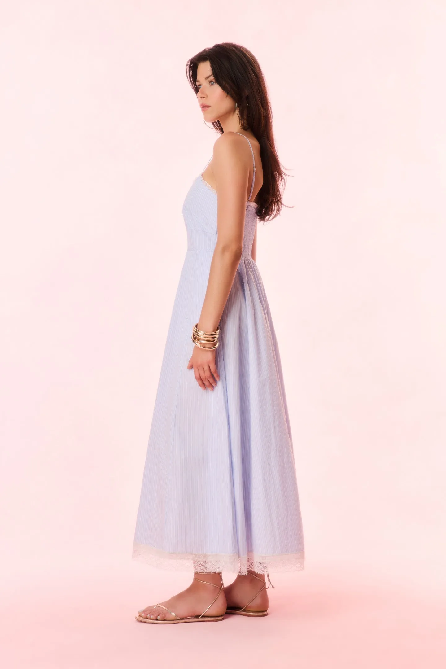 Sandara Cotton Pinstripe Midi Dress sold by LoveShackFancy product image thumbnail 4
