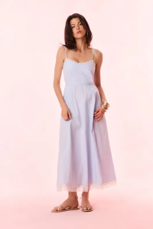 Sandara Cotton Pinstripe Midi Dress sold by LoveShackFancy