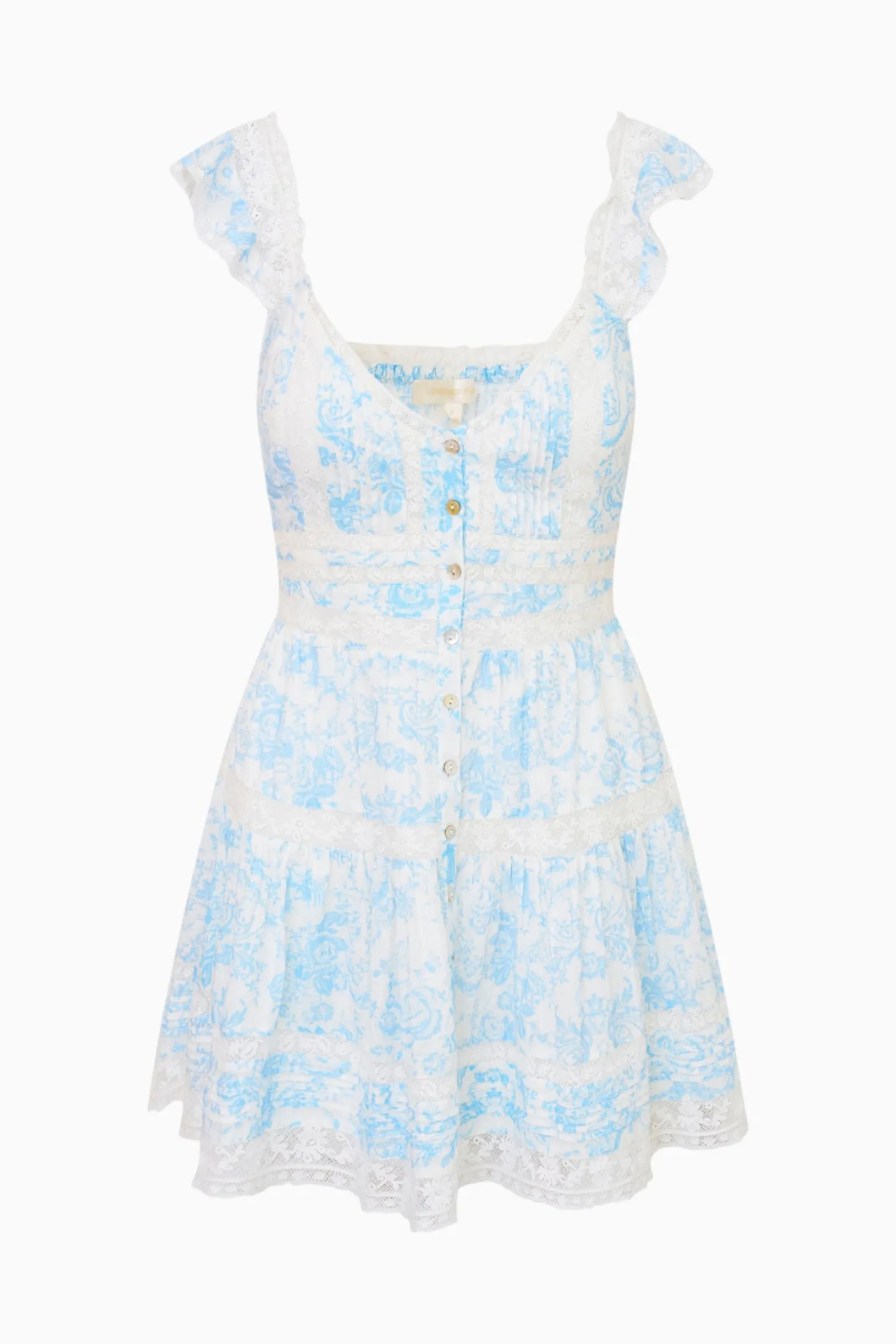 Rietta Cotton Lace-Trimmed Mini Dress - BLUE COVE sold by LoveShackFancy product image thumbnail 4