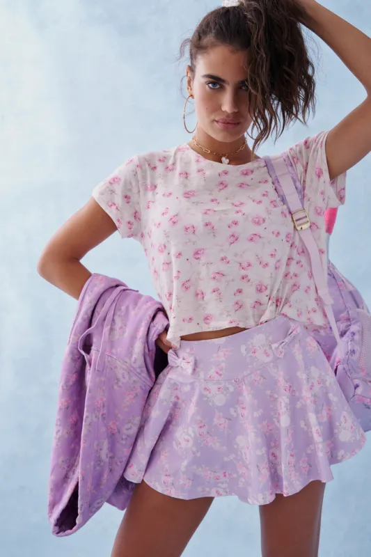 Rubin Cotton Cropped Tee - STERLING DUSK sold by LoveShackFancy