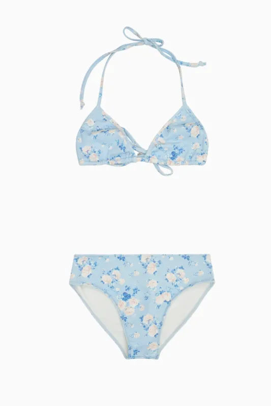 Girls Finnie Floral Bikini - WHISPER BLUE made by LoveShackFancy