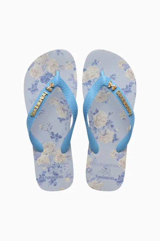 LoveShackFancy x havaianas Women's Whisper Blue Top Flip Flops made by LoveShackFancy
