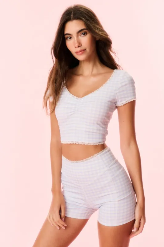 Gia Gingham Print Biker Short sold by LoveShackFancy