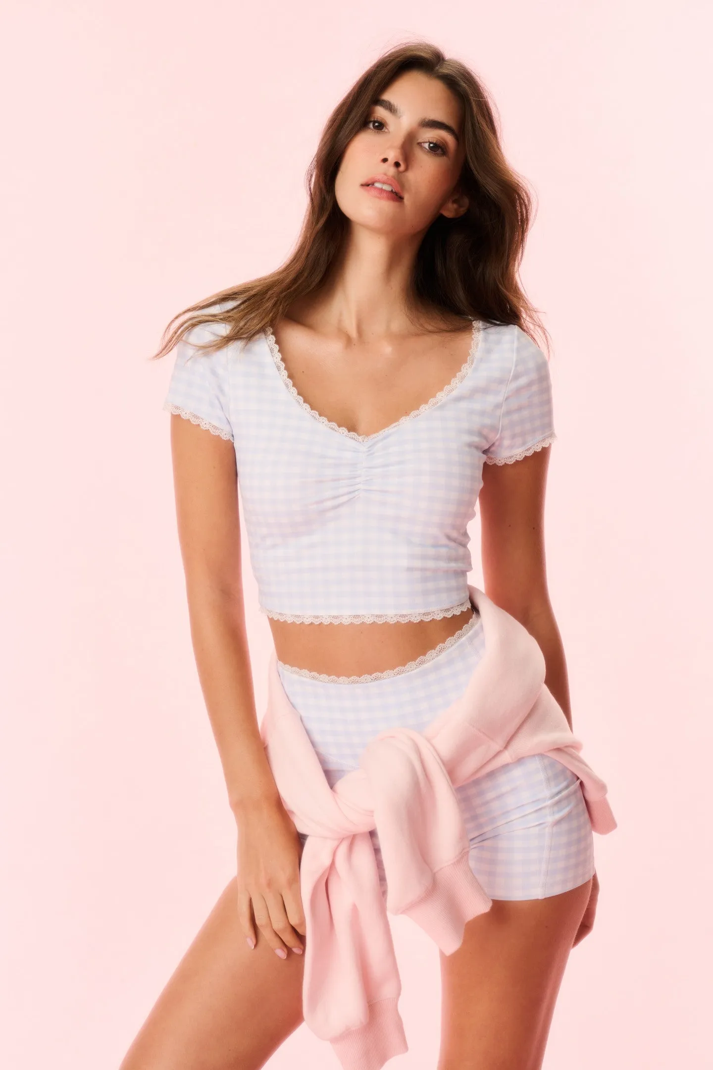 Gia Gingham Print Biker Short sold by LoveShackFancy product image thumbnail 5