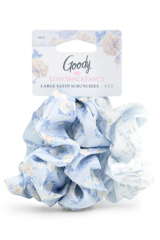 LoveShackFancy x Goody Blue Large Satin Scrunchie Set sold by LoveShackFancy