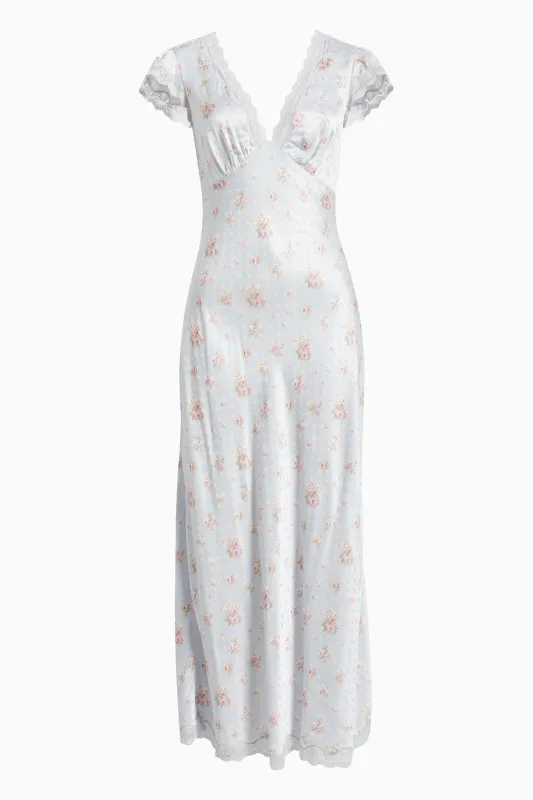 Theodore Silk-Blend Floral Maxi Dress - SKYLIGHT BLUE sold by LoveShackFancy