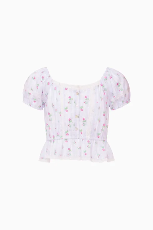 Girls Ottie Floral Striped Top sold by LoveShackFancy