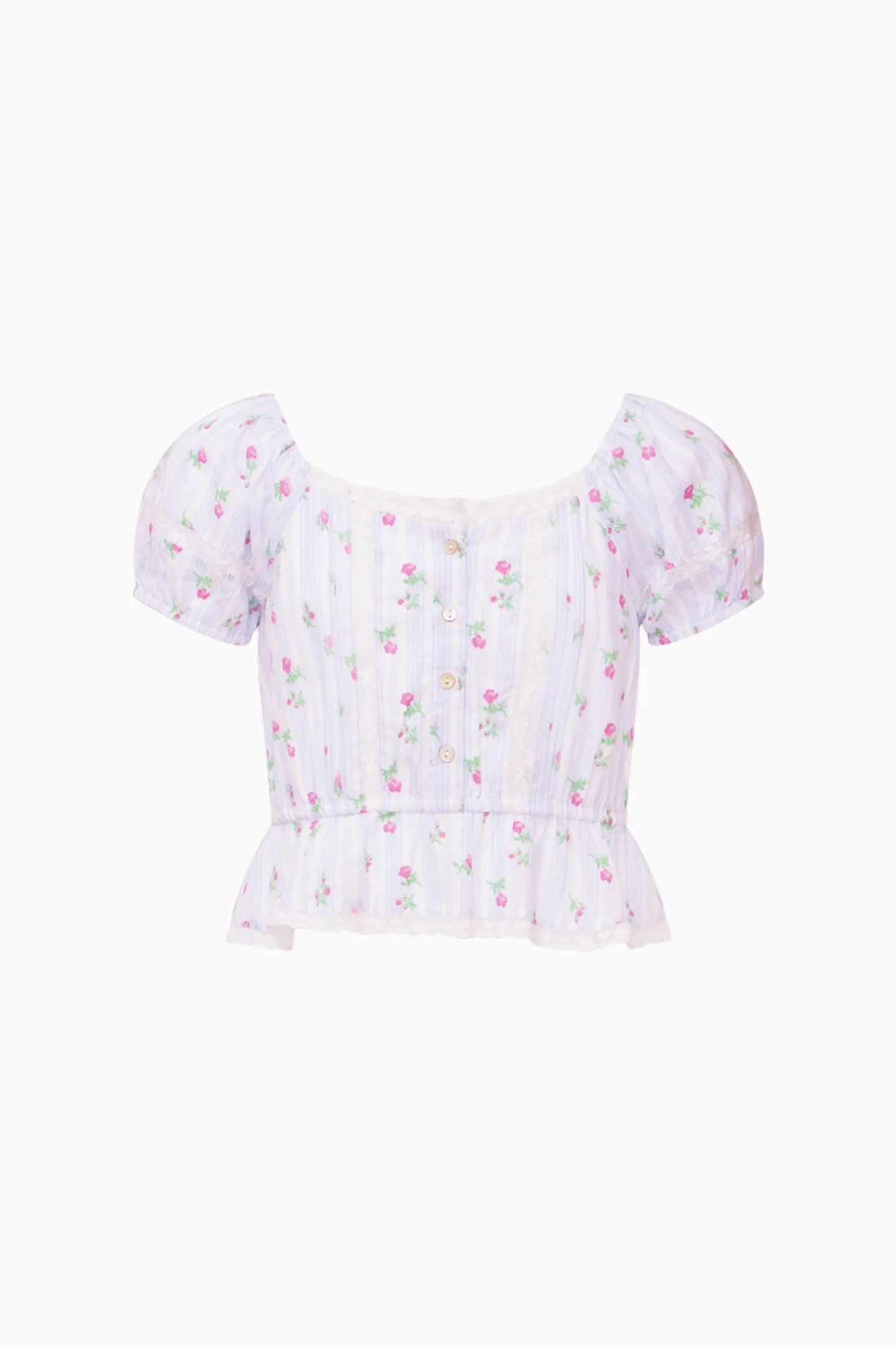 Girls Ottie Floral Striped Top sold by LoveShackFancy