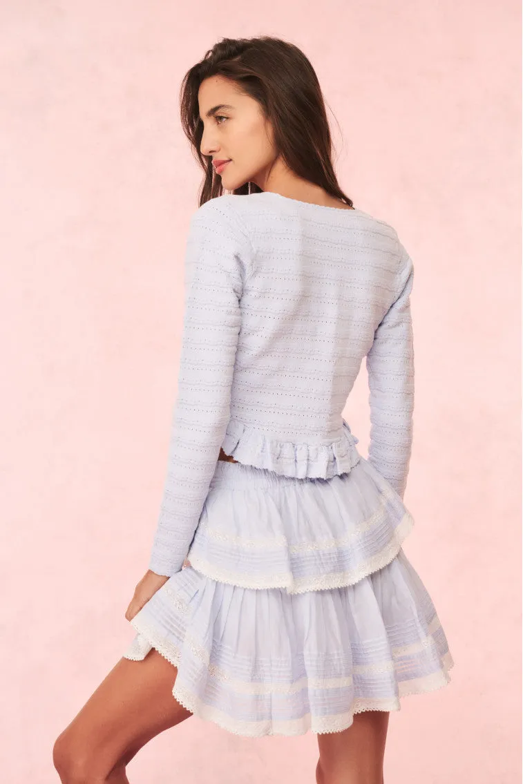 Rogan Pointelle Knit Cardigan - MORNING SKY sold by LoveShackFancy product image thumbnail 4