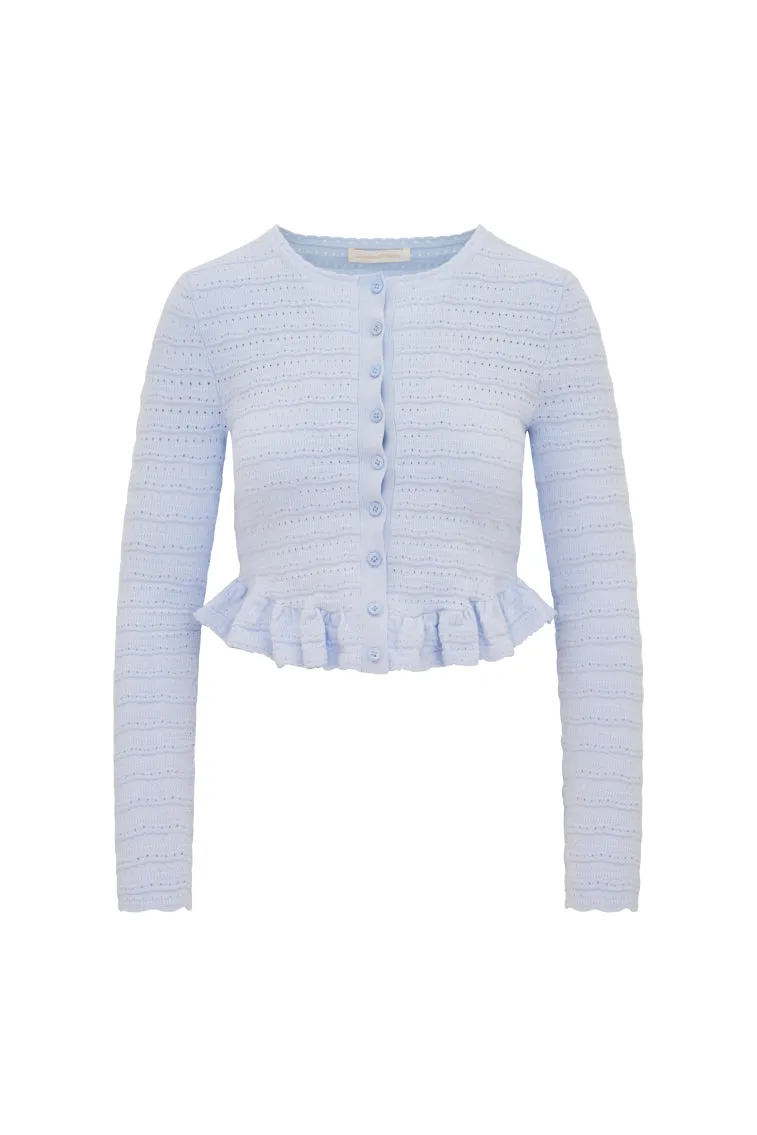 Rogan Pointelle Knit Cardigan - MORNING SKY sold by LoveShackFancy product image thumbnail 5