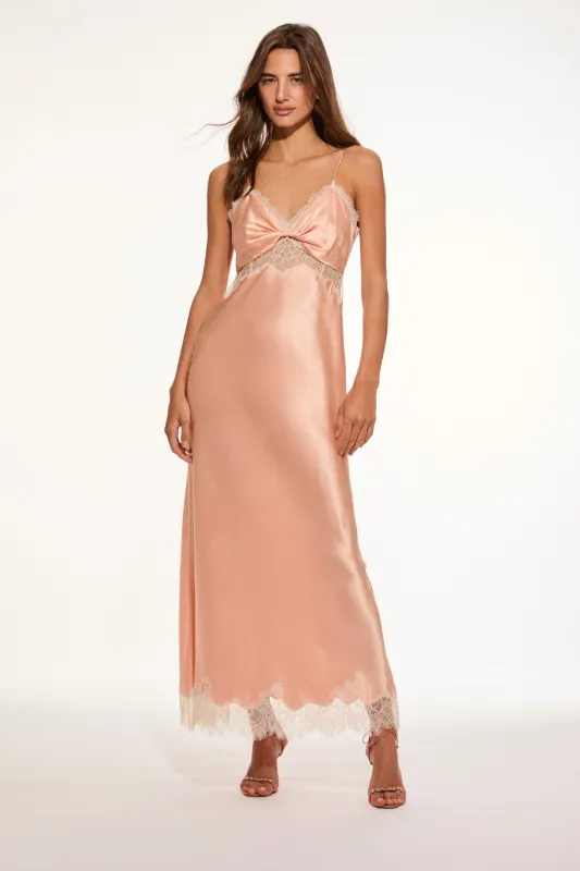 Orianna Silk-Blend Maxi Slip Dress - PECHE sold by LoveShackFancy