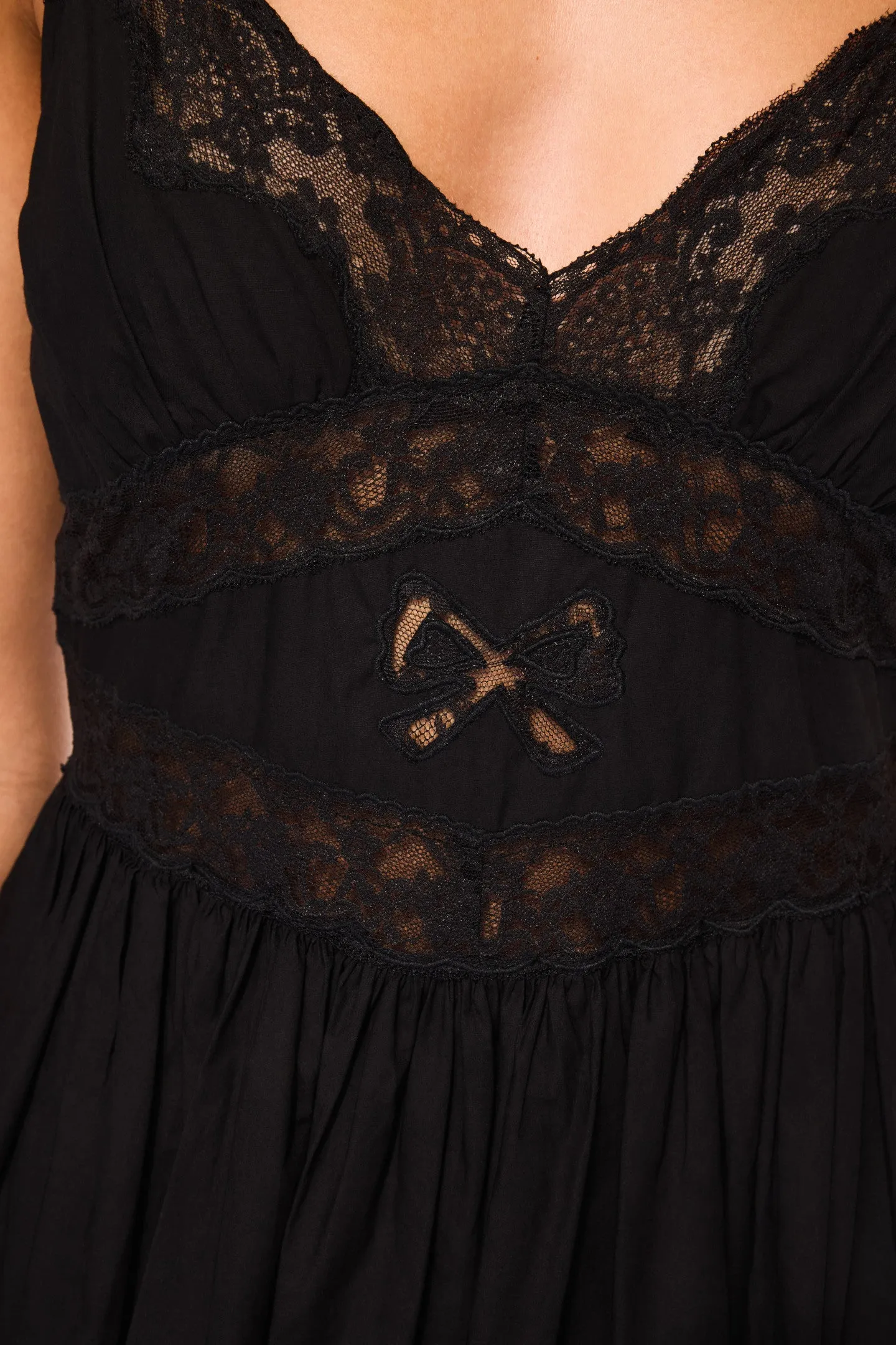 Zima Cotton Lace Bow Mini Dress - BLACK sold by LoveShackFancy product image thumbnail 2