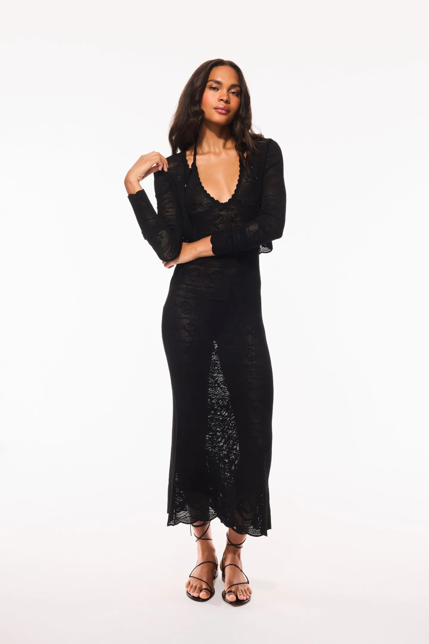 Gretta Knit Bow Cardigan - BLACK sold by LoveShackFancy product image thumbnail 4