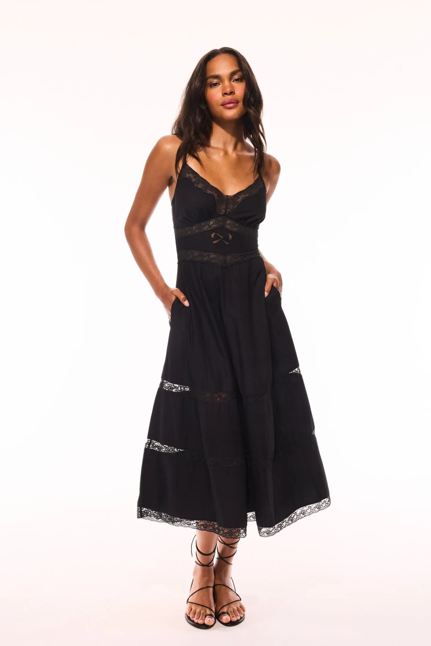 Catryn Lace Bow Cotton Midi Dress sold by LoveShackFancy