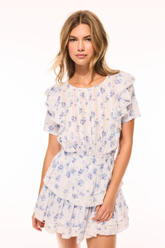 Natasha Upcycled Cotton Mini Dress - DIGITAL BLUE sold by LoveShackFancy