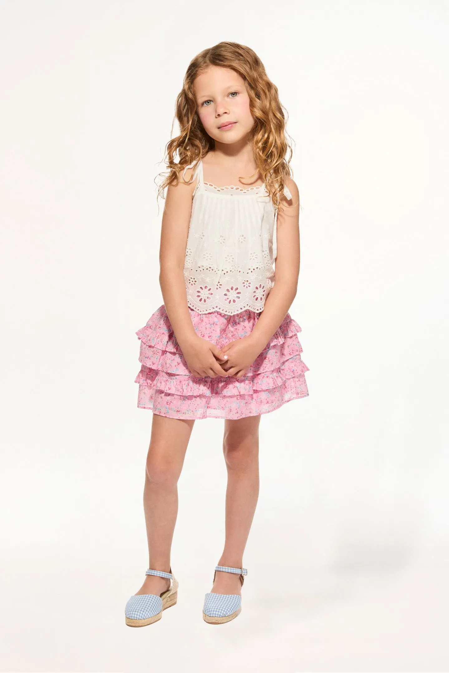 Girls Billie Upcycled Cotton Skirt sold by LoveShackFancy product image thumbnail 5