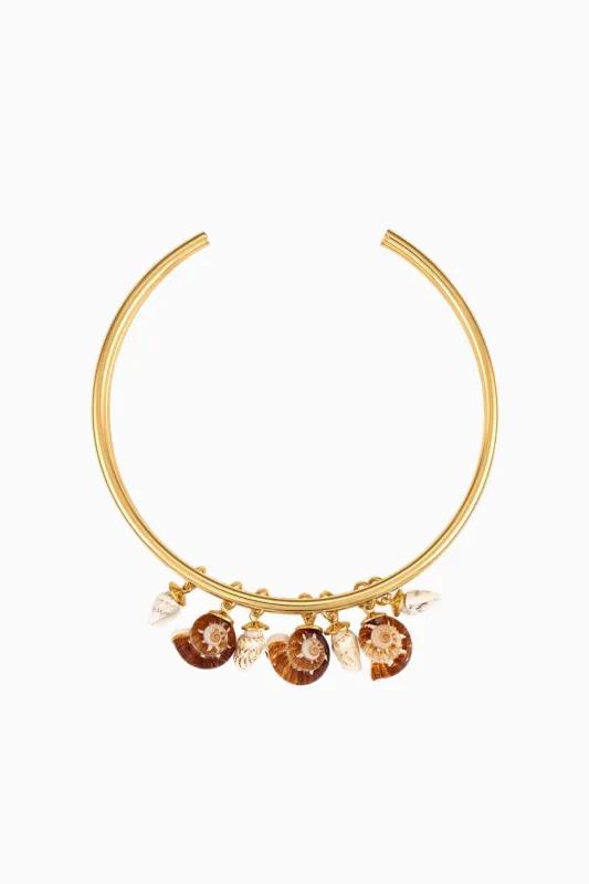 Logan Tay Gold Shell Choker sold by LoveShackFancy