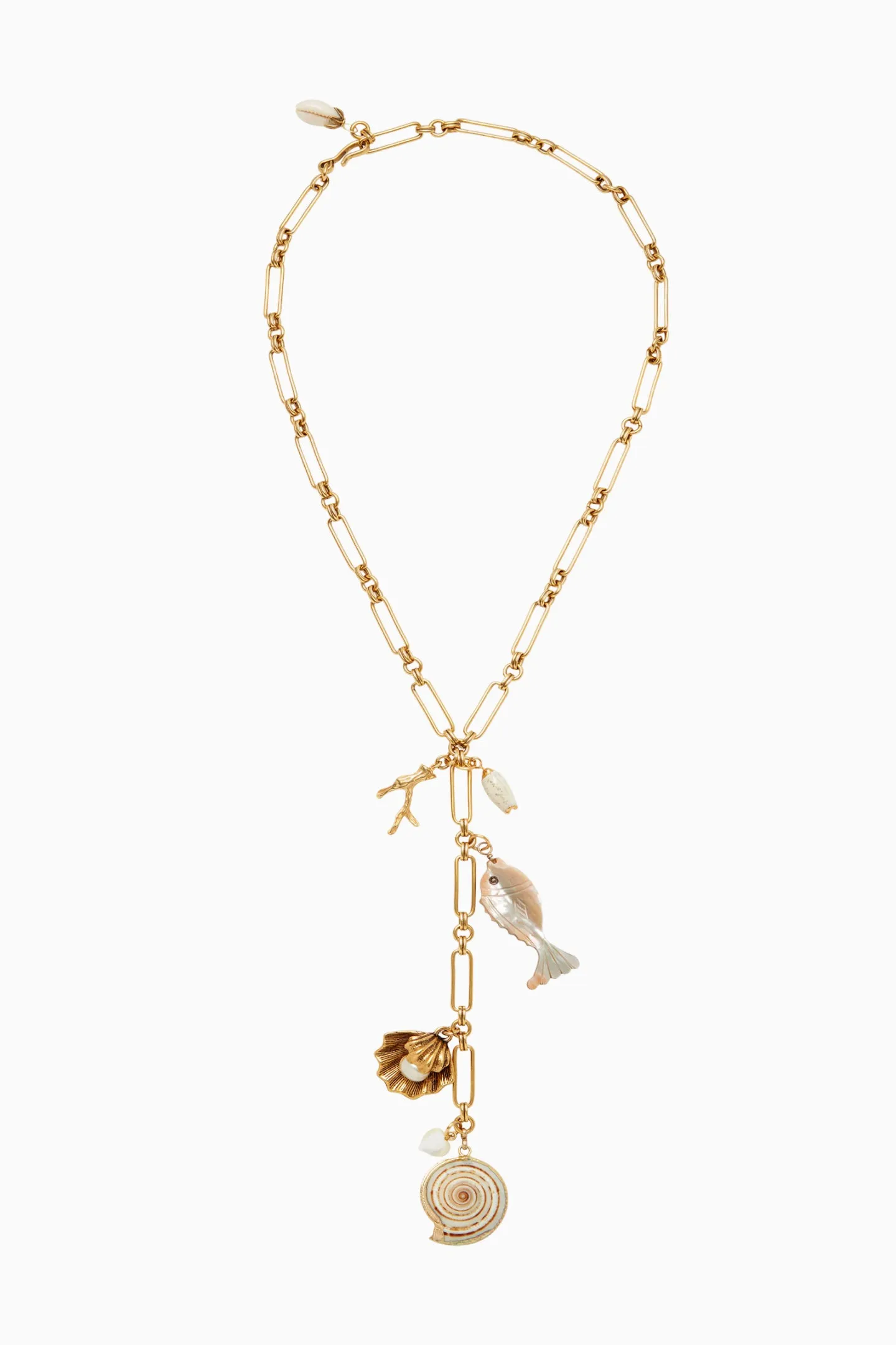 Brinker+Eliza Shell Beach Y Necklace sold by LoveShackFancy