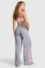 PINK x LoveShackFancy Wide-Leg Sweatpants - VS MEDIUM HEATHER GREY sold by LoveShackFancy