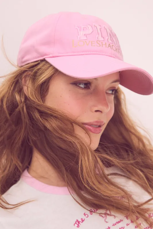 PINK x LoveShackFancy Pink Baseball Hat made by LoveShackFancy