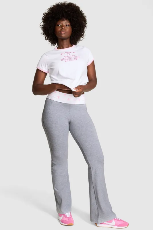 PINK x LoveShackFancy Cotton Foldover Flare Leggings made by LoveShackFancy