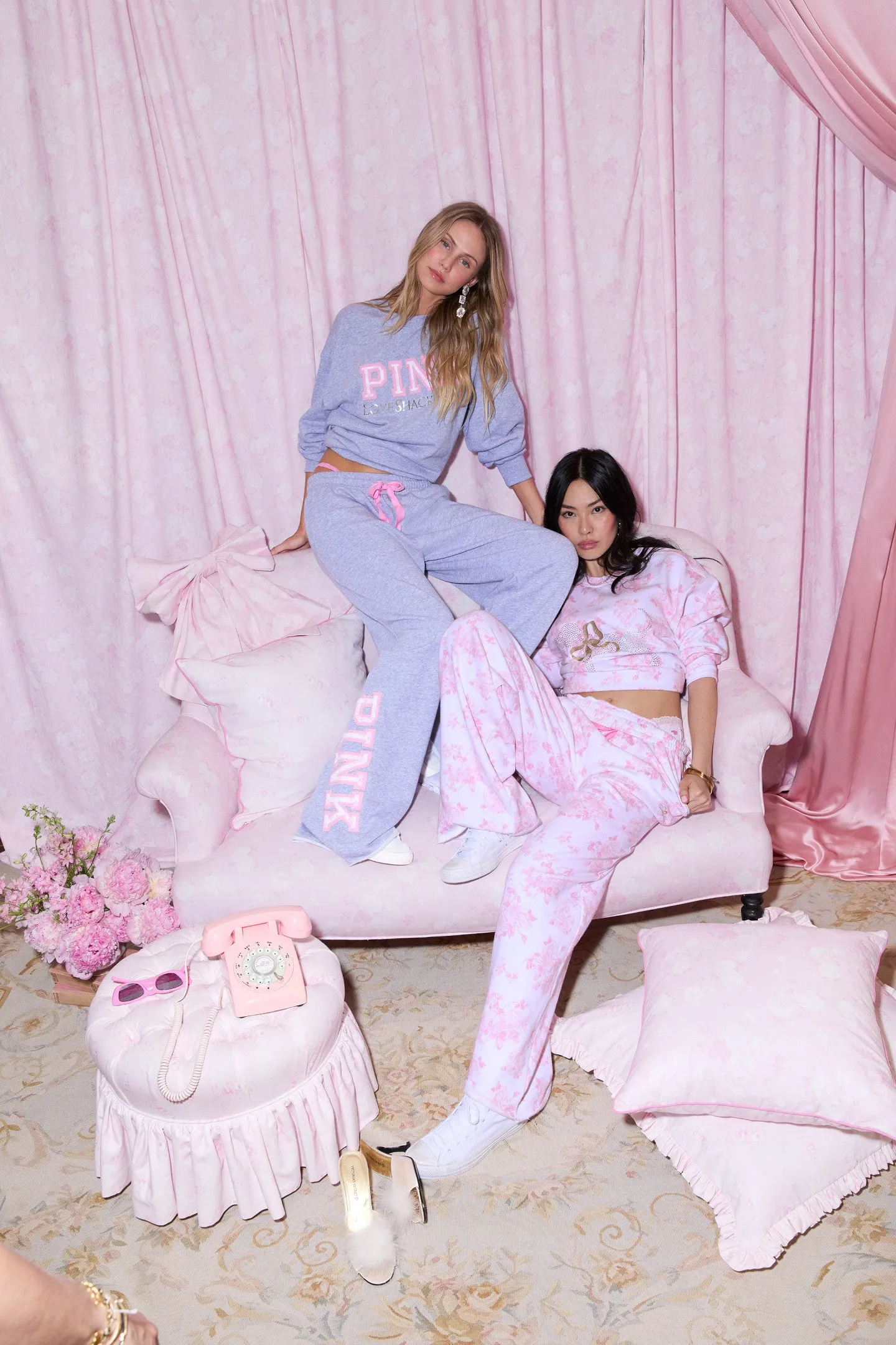 PINK x LoveShackFancy Oversized Crew Sweatshirt - VS MEDIUM HEATHER GREY sold by LoveShackFancy product image thumbnail 2