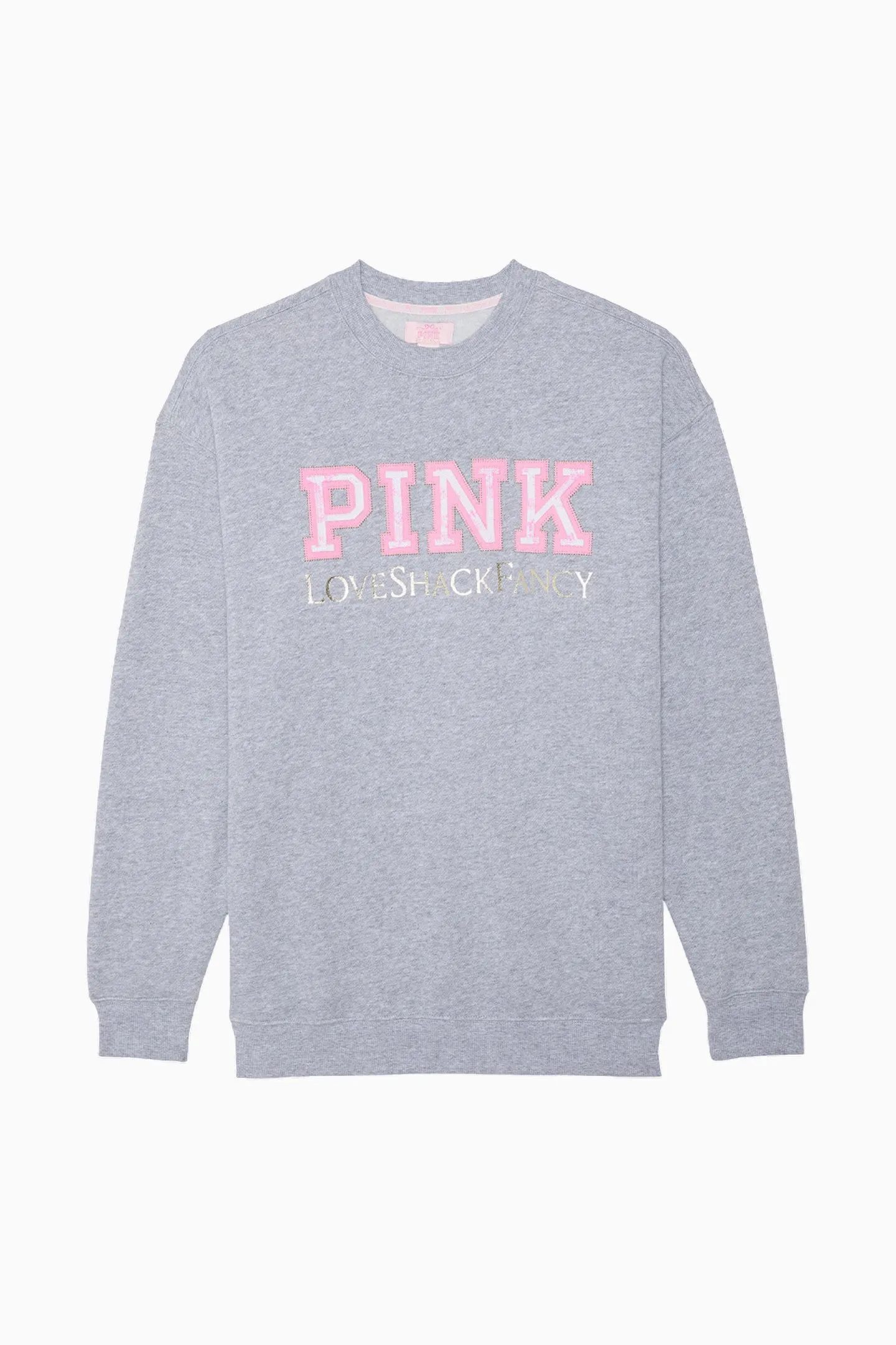 PINK x LoveShackFancy Oversized Crew Sweatshirt - VS MEDIUM HEATHER GREY sold by LoveShackFancy product image thumbnail 5
