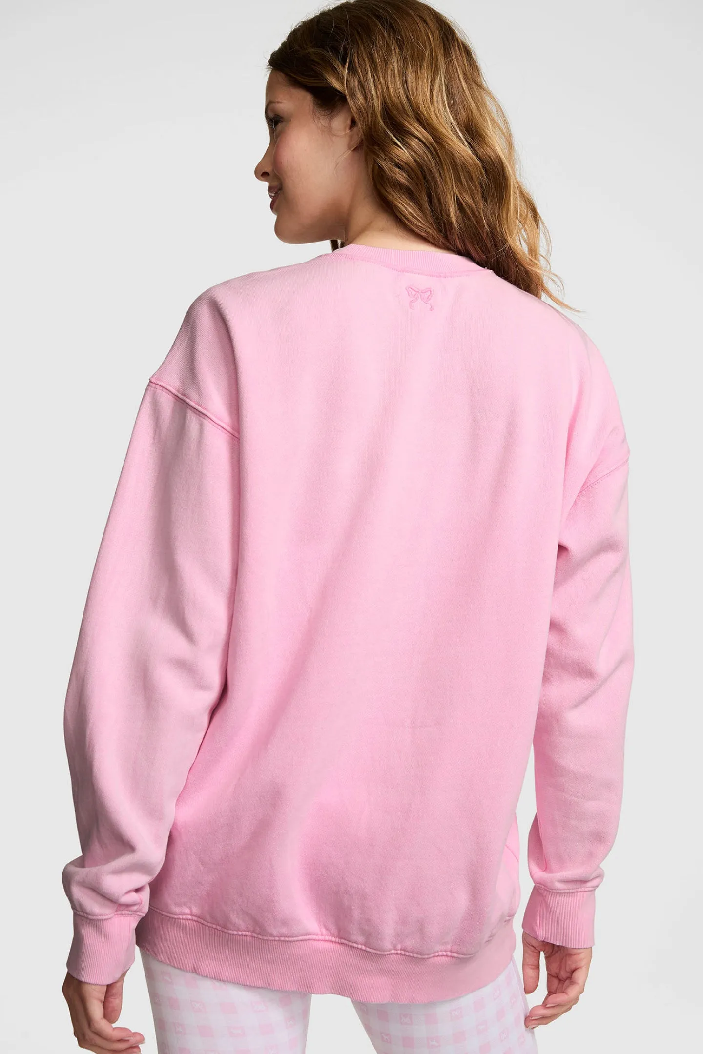 PINK x LoveShackFancy Oversized Crew Sweatshirt - PINK LOLLIPOP sold by LoveShackFancy product image thumbnail 4