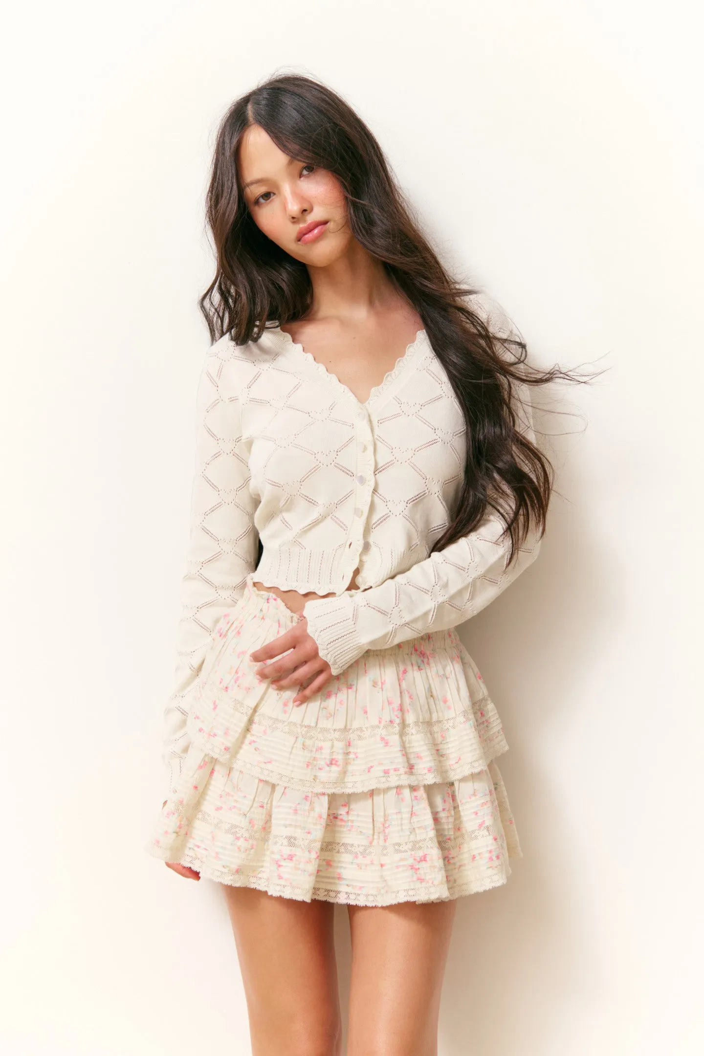 Ruffle Mini Luna Rosa Fleur Skirt - MAGNOLIA sold by LoveShackFancy product image thumbnail 3