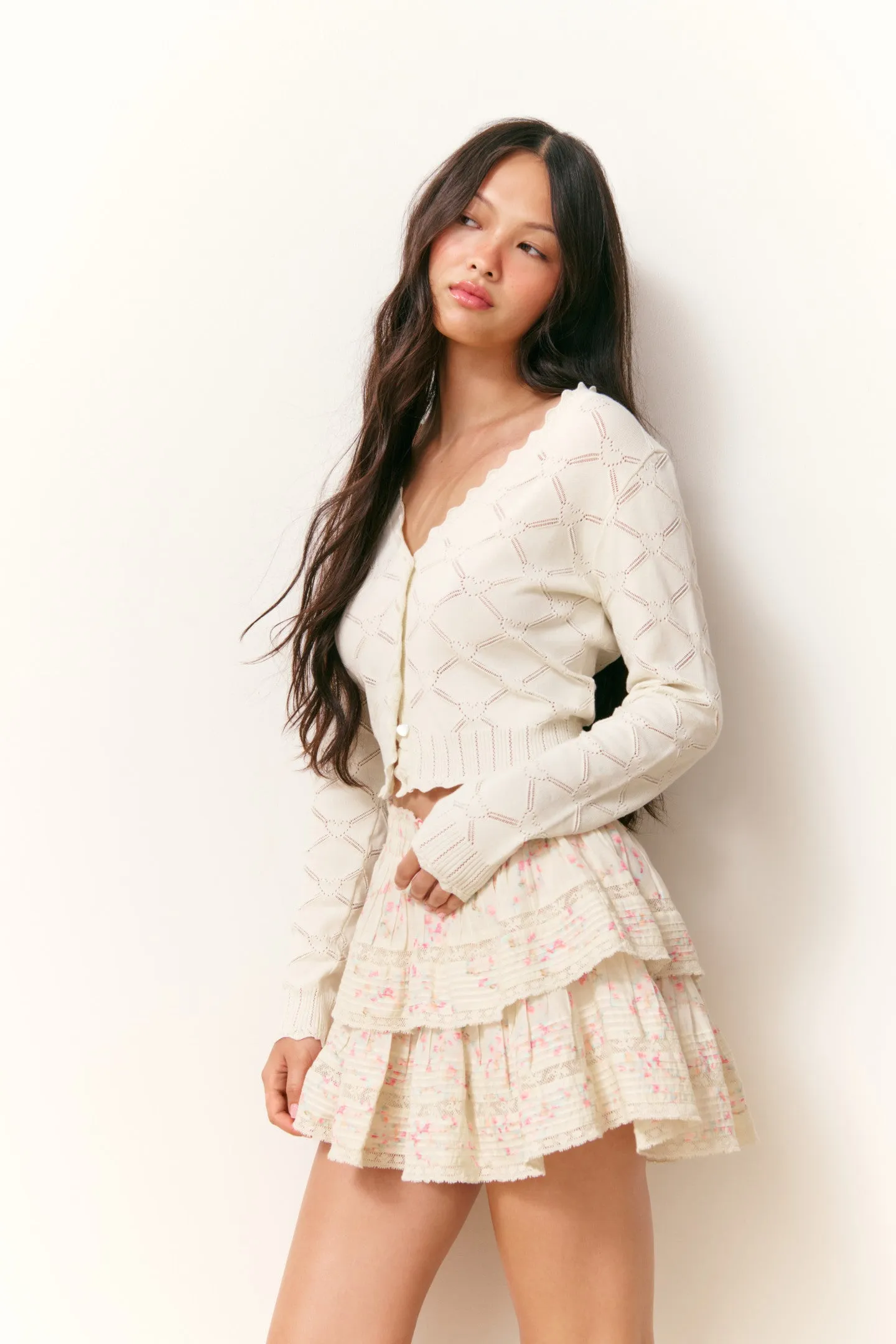 Ruffle Mini Luna Rosa Fleur Skirt - MAGNOLIA sold by LoveShackFancy product image thumbnail 4