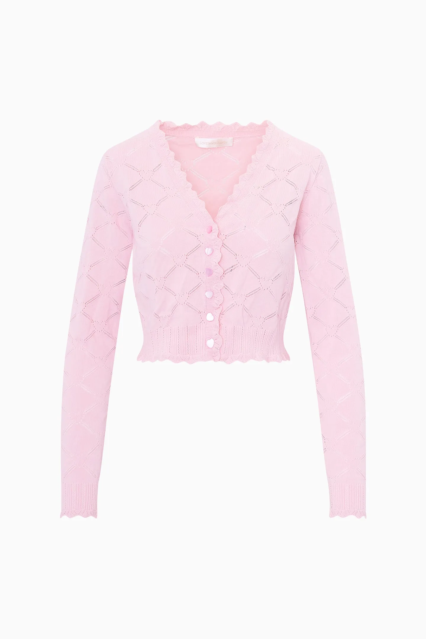 Petra Knit Heart Argyle Cardigan - VELOUR PINK sold by LoveShackFancy product image thumbnail 5